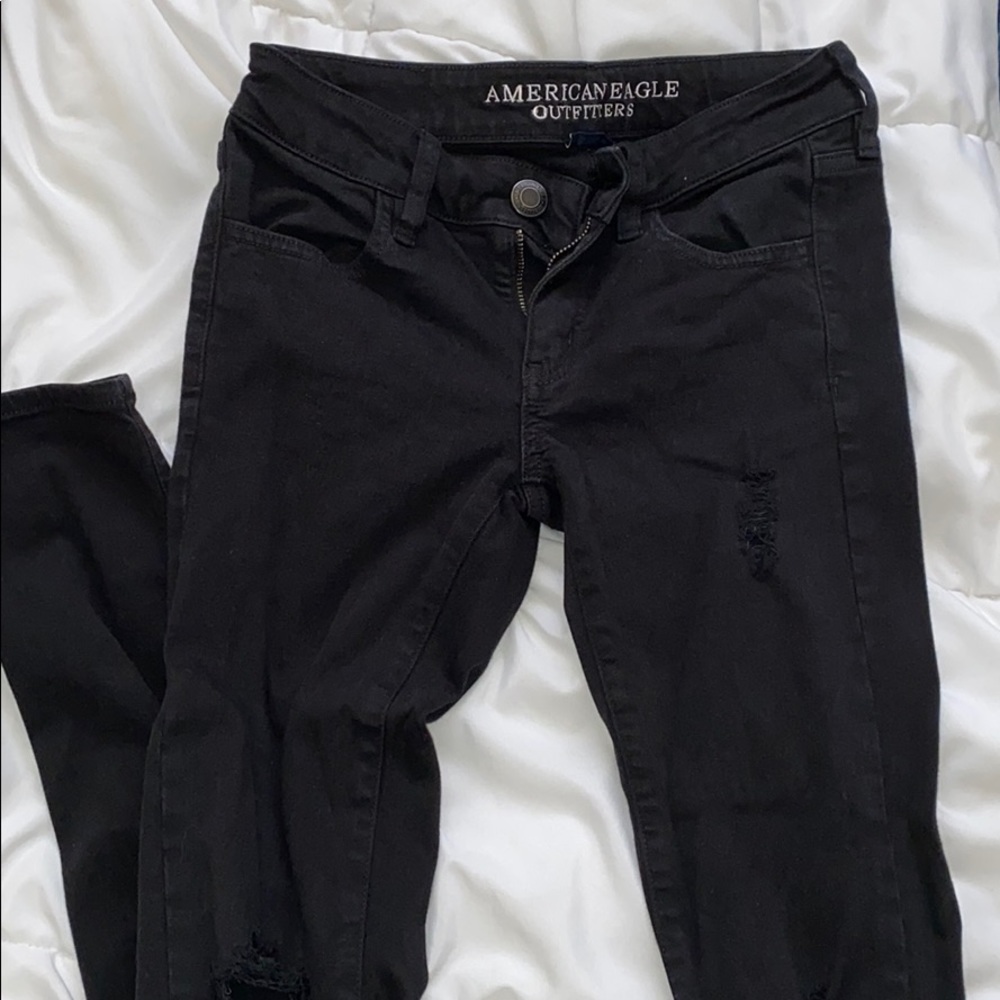 American Eagle outfitters black ripped jeans